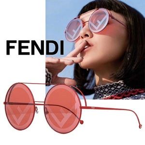 Fendi Pink Round Logo Sunglasses